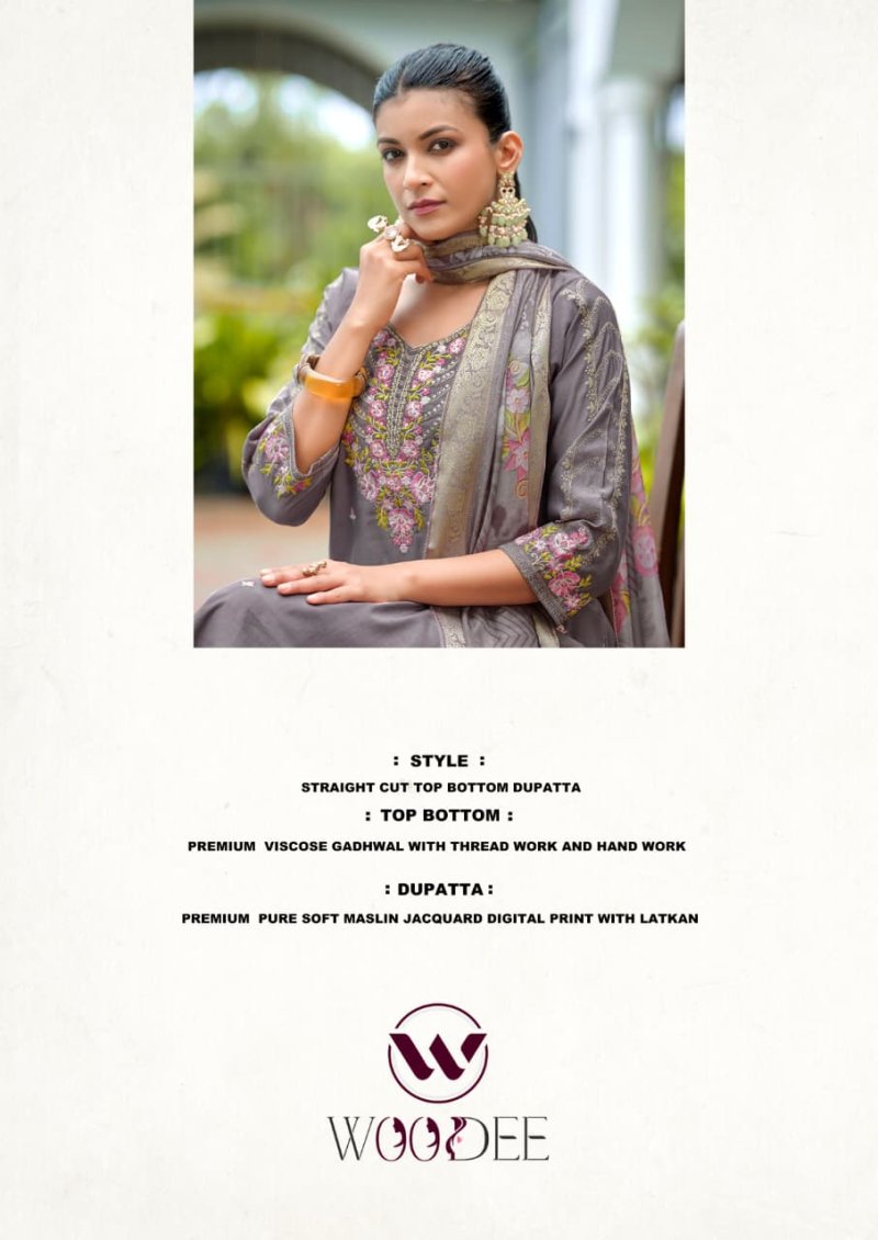 Hoor By Woodee Viscose Gadhwal Kurti With Bottom Dupatta 